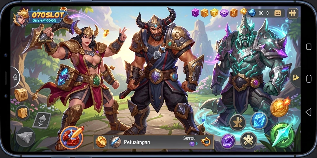 Tampilan screenshot utama 070SLOT menampilkan aksi seru dalam pertempuran MMORPG.
