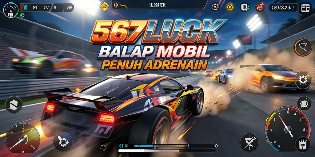 Gameplay balapan seru dalam 567LUCK dengan mobil kustom yang memukau.