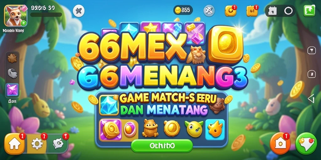 Screenshot gameplay seru dalam 66MENANG menampilkan pencocokan objek Match-3.