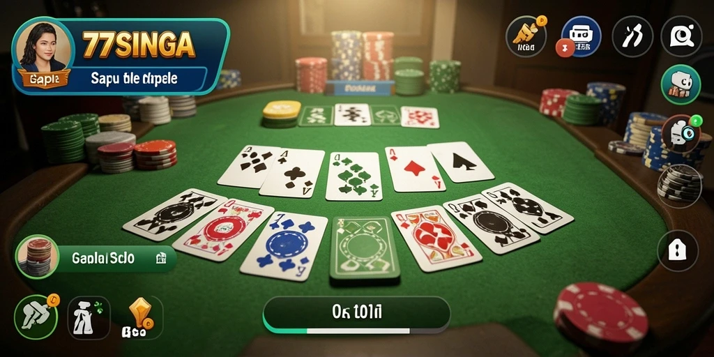 Tampilan gameplay Gaple yang menarik dan interaktif di 77SINGA.