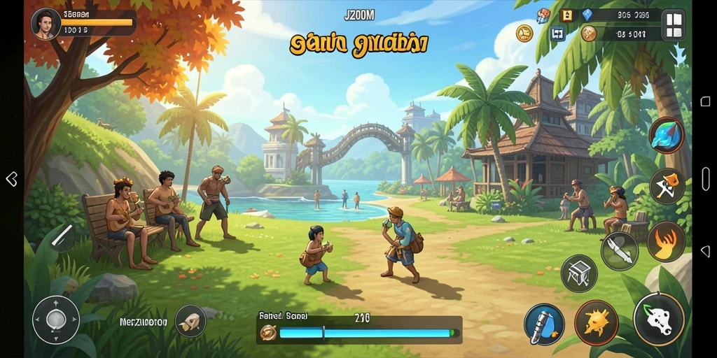 Tampilan screenshot J200M dengan gameplay yang ceria dan penuh warna.
