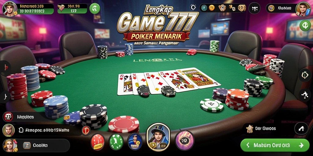 Screenshot gameplay LENGKAP777 menampilkan pemain sedang bertanding poker.