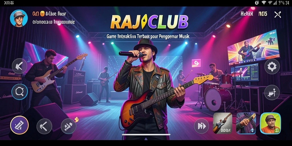 Tampilan gameplay RAJACLUB dengan interaksi musik yang menarik.