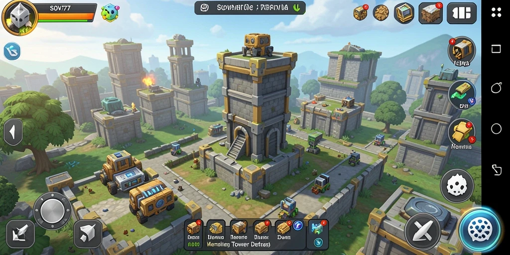 Tampilan gameplay menegangkan dengan strategi Tower Defense yang menarik.