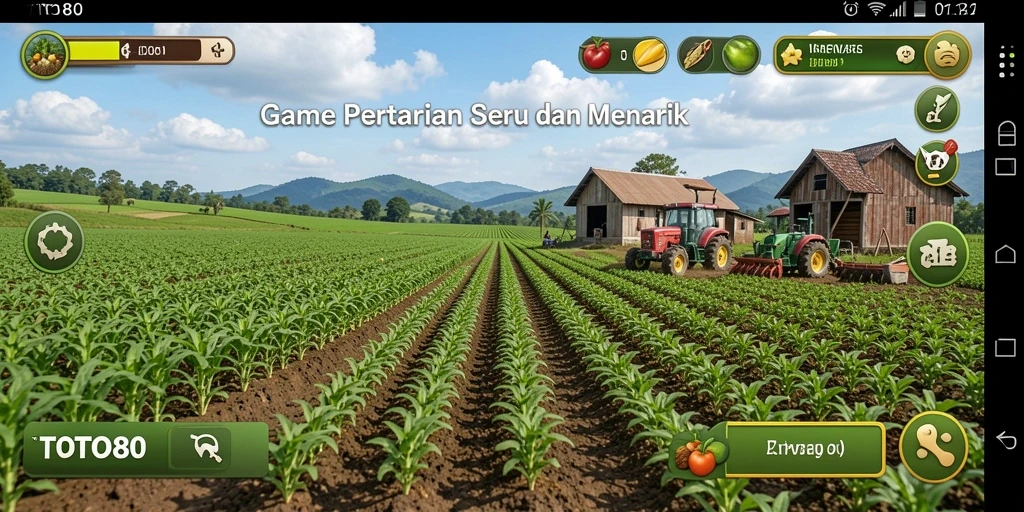 Screenshot utama TOTO80 menunjukkan aksi bermain pertanian yang asyik.